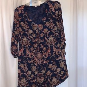 Navy patterned shift dress